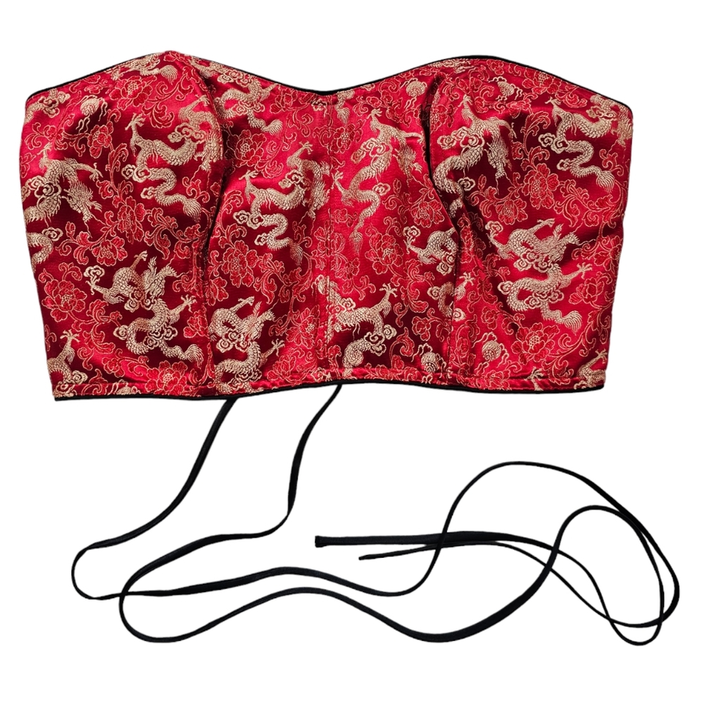 Victoria’s Secret Vintage Silk Dragon Jacquard Strapless Corset Crop Top
